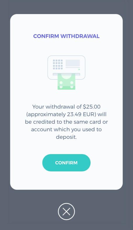 Withdraw funds from Hummingbird Trading